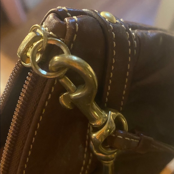 Vtg. Coach Ergo Hampton Studded Belted Leather Hobo Wristlet — Brown - Picture 9 of 11